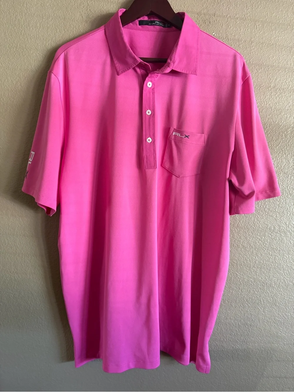 Ralph Lauren RLX Pink Performance Polo with Chest Pocket Size XXL